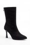 Women's Stoned Heeled 7 cm Back Zipper Winter Black Boots Ferma - 8