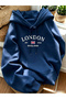 Women's England Flag Printed 3 Thread Oversized Hoodie Sweatshirt - 3