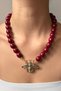 Miel Burgundy Beaded Bee Figured Necklace - 2
