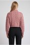 Women's Dusty Rose Thick Hair Knit Half Turtleneck Crop Sweater - 3