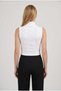 Women's White Color Half Fisherman Collar Body-Fitting Basic Flexible Athlete Crop Blouse - 3