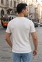 Men's White Crew Neck Ribbed Knitted Straight Line Regular Fit Short Sleeve T-Shirt - 6