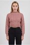 Women's Dusty Rose Thick Hair Knit Half Turtleneck Crop Sweater