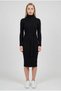 Women's Black Belt Detailed High Neck Turtleneck Italian Sleeve F Corded Fabric Knitwear Dress