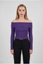 Women's purple madonna semi-cropped ribbed blouse sweater