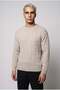Men's Stone Hair Knit Sand Beige Zero Crew Neck Regular Knitwear Wool Blend Thick Acrylic Sweater - 2