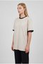 Women's stone black biye garnished medium thick soft fabric bicycle collar half oversize loose t-shirt - 2