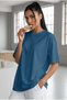 Women's Indigo Basic Plain Unprinted Oversize Salas T-Shirt - 3