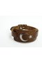 Moon Star Silver Gilt Printed Genuine Leather Bracelet, 2.5 cm Wide