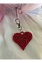 Rose Patterned Red Heart Bag Accessory Bag Charm / Red Heart Bag Ornament - 2