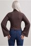 Women's beige half turtleneck turtleneck waist fitted women's spanish long sleeve blouse - 3