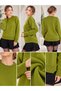 Green Crew Neck Oversized Women's Knit Sweater - 3