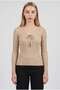 Women's Stone Sand Beige Back Low-Cut Detailed Top Quality Woven Long Sleeve Corded Fabric Blouse Body