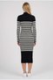 Women's Black and White Stripe Detailed Half Fisherman Slim Pencil Knitwear Dress - 3