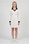 Women's Off-White Apaş Polo Collar Garnished Ribbed Knitwear Dress S-M-L Compatible