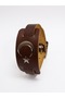 Moon Star Silver Gilt Printed Genuine Leather Bracelet, 2.5 cm Wide