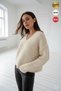 Women's Ecru Deep V Thick Thread Thick Knit V-Neck Sweater - 2