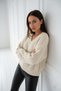 Women's Ecru Deep V Thick Thread Thick Knit V-Neck Sweater - 3