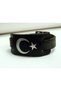 Moon Star Silver Gilt Printed Genuine Leather Bracelet, 2.5 cm Wide - 2
