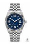 Men's Wristwatch Navy Blue Honeycomb Patterned Dial Silver Color Steel Case and Band Quartz Movement Calendar Analog Wristwatch - 3