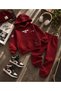 Boy's 3-Thread Tracksuit Set with Slogan Text Detail - 2