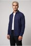 Men's Arturo Navy Blue Soft Textured Gabardine Look Long Sleeve Shirt - 2