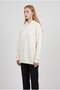 Women's Off-White Cream Ecru Plain Hooded Oversize 3 Thread Threaded Loose Fit Hoodie - 2