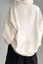 Women's White Spectacular Printed 3 Thread Threaded Hooded Oversize Sweatshirt Hoodie with Kangaroo Pocket - 4
