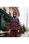 Lora Polo Collar Striped Oversize Two-Piece Set Claret Red - 5