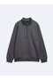 Regular Fit High Collar Half-Zip Gray Sweatshirt - 3
