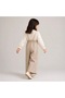 Embroidered Overalls Cotton Viscose Stone Button Detailed Shirt Double Set - 2