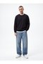 Regular Fit Sign Printed Ribbed Anthracite Sweatshirt