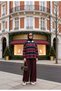 Lora Polo Collar Striped Oversize Two-Piece Set Claret Red - 3