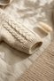 Lumi Soft Brown Furry Hair Knitted Patterned Hooded Baby Knitwear Jumpsuit - Winter with Natural Wooden Buttons - 5