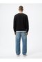 Regular Fit Sign Printed Ribbed Anthracite Sweatshirt - 2