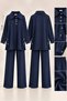 Alina Polo Collar Double Set Claret Red Navy Blue - 6