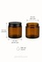 2 Pieces of 100 ml Amber Glass Jars with Black Metal Lids - Storage for Candles, Creams, and Cotton - 2
