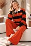 New Season Women's Thick Striped Heart Embroidered Detail Tricot Set - 4