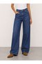Emma Women's Dark Blue Wide Leg High Waist Regular Fit Jean Pants - 2
