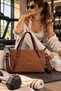 Women's Large Size Water-Resistant Suede Fabric Long Strap 4-Compartment Hand and Shoulder Bag - 6