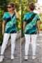Women's short sleeve v-neck button-front printed supreme blouse - 8