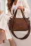 Women's Large Size Water-Resistant Suede Fabric Long Strap 4-Compartment Hand and Shoulder Bag