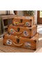 3-Piece Wooden Suitcase Set Yellow Antique Retro Decorative Suitcase Chest Set Handmade - 5