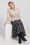 Plaid Patterned Flared Woven Skirt Laz0024 Dark Blue Beige - 2