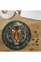 Custom Cut Round 272 Piece Wooden Puzzle with Tiger Design Amongst Tropical Jungle and Leaves Mpda823