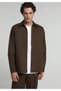 Relaxed Fit Shirt Neck Plain Men's Brown Long Sleeve Shirt