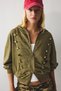 Loose Fit Hooded Button Detailed Crop Napoleon Cardigan I9652Ax26Au - 5