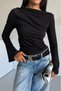 Women's Draped Detailed Spanish Sleeve Long Sleeve Sandy Blouse - 4