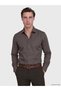 Ozmarka New Season Brown Slim Fit Dobby Men's Shirt