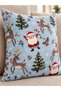 Merry Cottage Christmas Concept Digital Printed Decorative Velvet Textured Polyester 4-Piece Cushion Cover Set (Ydkr) - 4